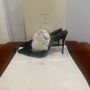 Black Suede Studio Patent Leather Clear Heels Made In Brazil Nib